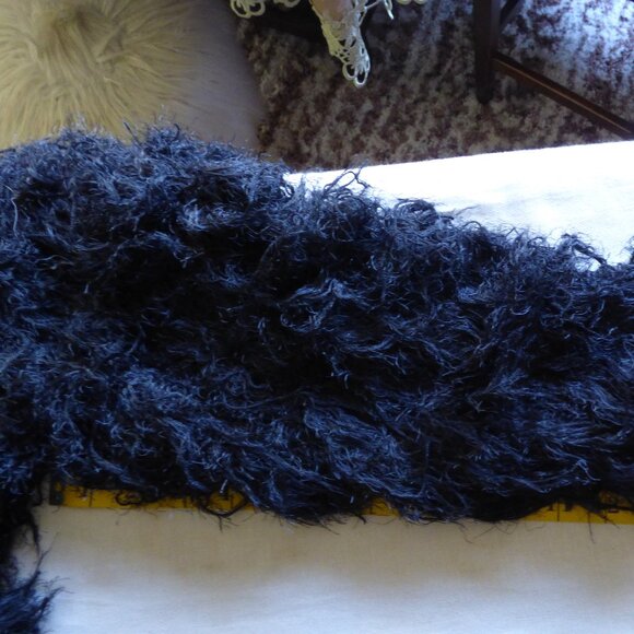 QUIRKY GOTH VAMPIRE 80'S STY TRUE BLACK SHAGGY 1 HOOK CLOSURE CARDIGAN JACKET OS - Picture 10 of 13